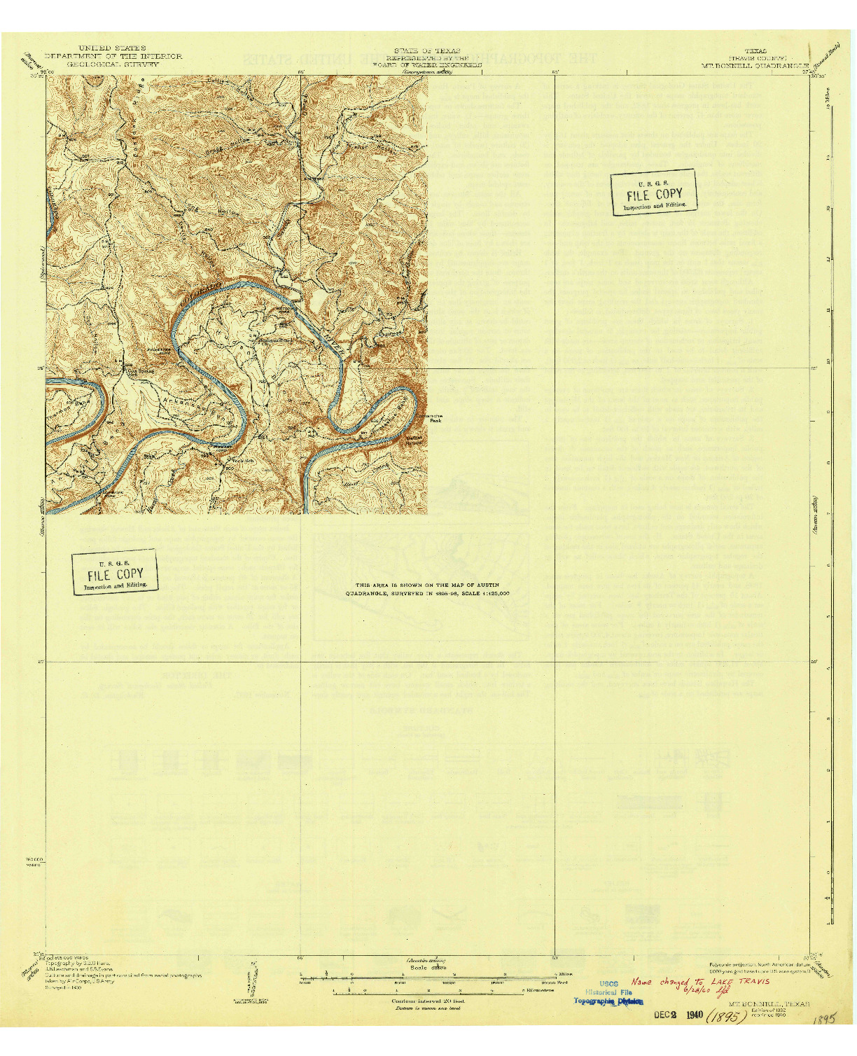 USGS 1:62500-SCALE QUADRANGLE FOR MT. BONNELL, TX 1932