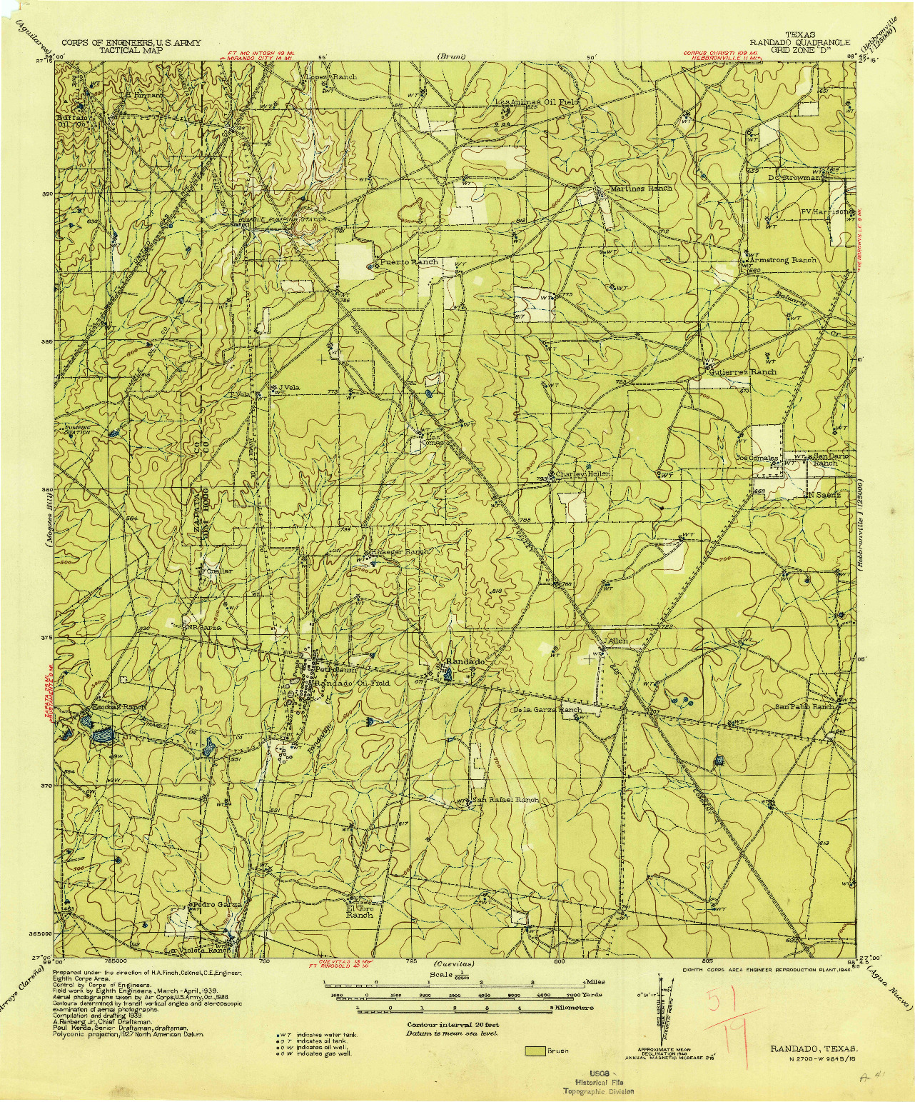 USGS 1:62500-SCALE QUADRANGLE FOR RANDADO, TX 1940