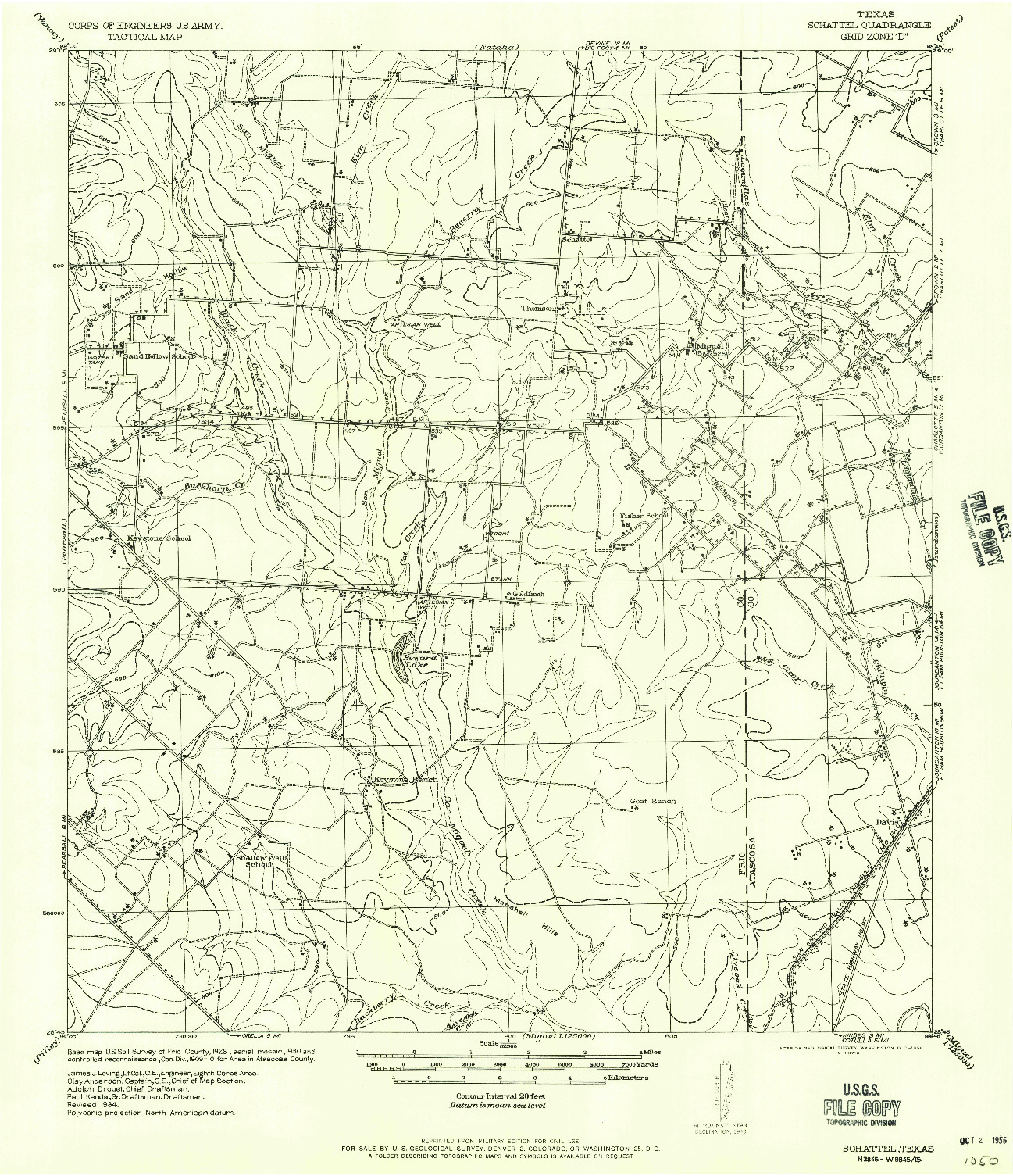 USGS 1:62500-SCALE QUADRANGLE FOR SCHATTEL, TX 1934