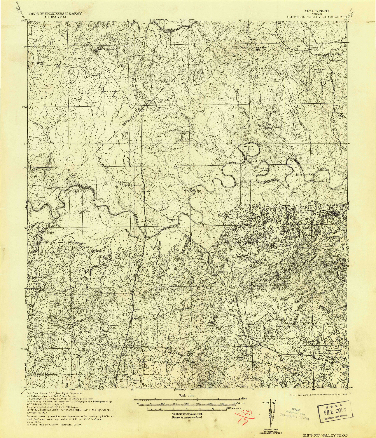 USGS 1:62500-SCALE QUADRANGLE FOR SMITHSON VALLEY, TX 1940