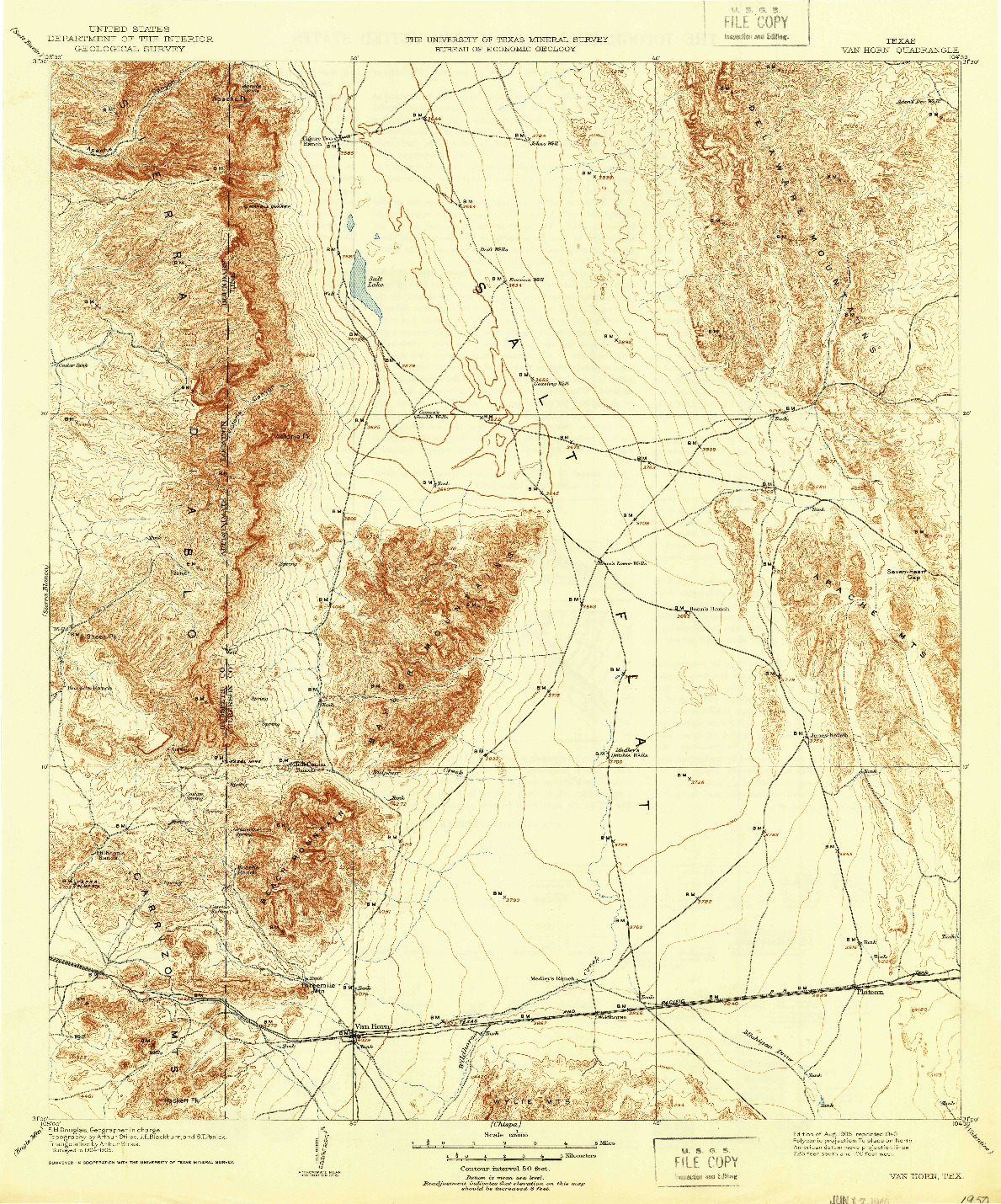 USGS 1:125000-SCALE QUADRANGLE FOR VAN HORN, TX 1906