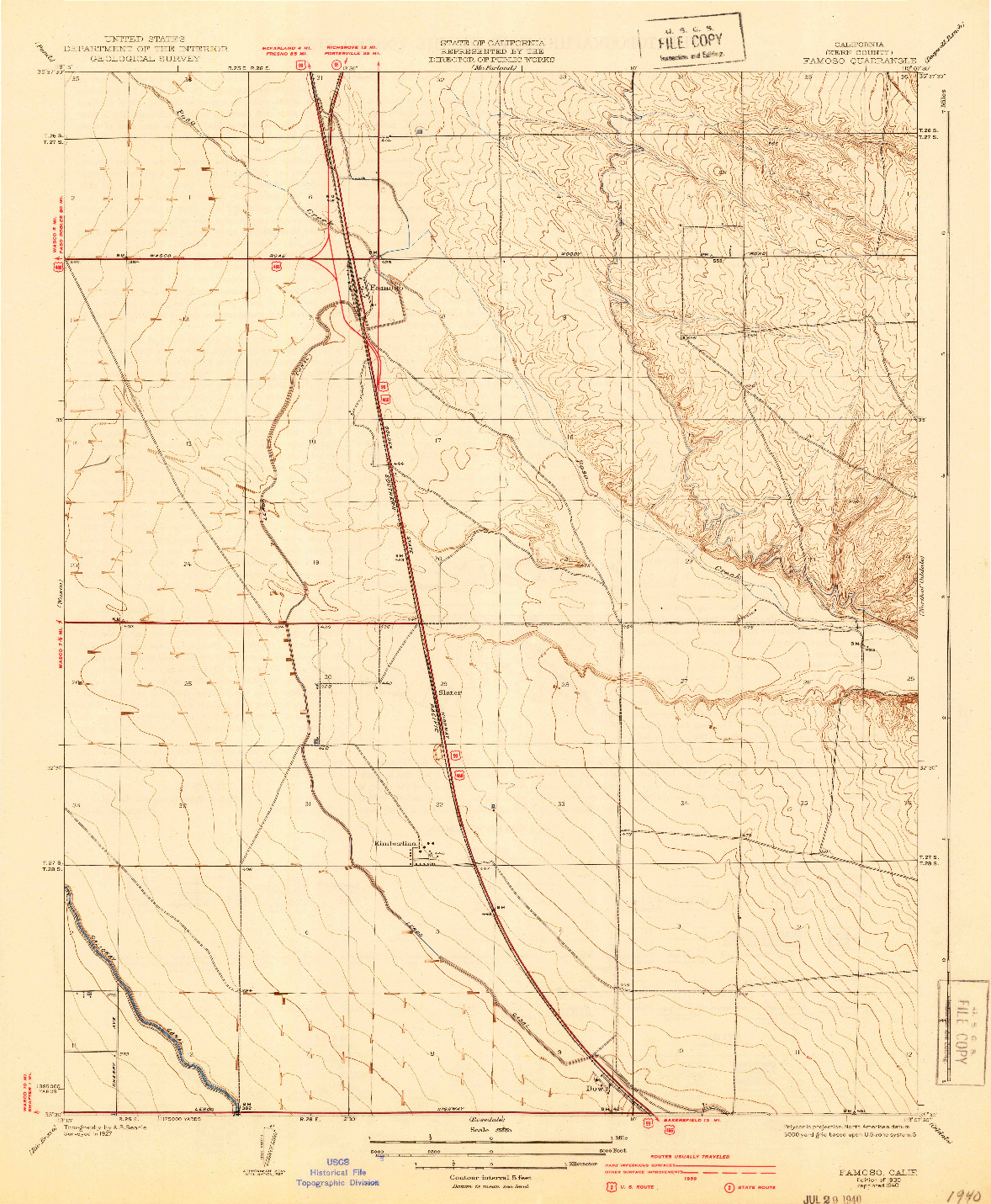 USGS 1:31680-SCALE QUADRANGLE FOR FAMOSO, CA 1930