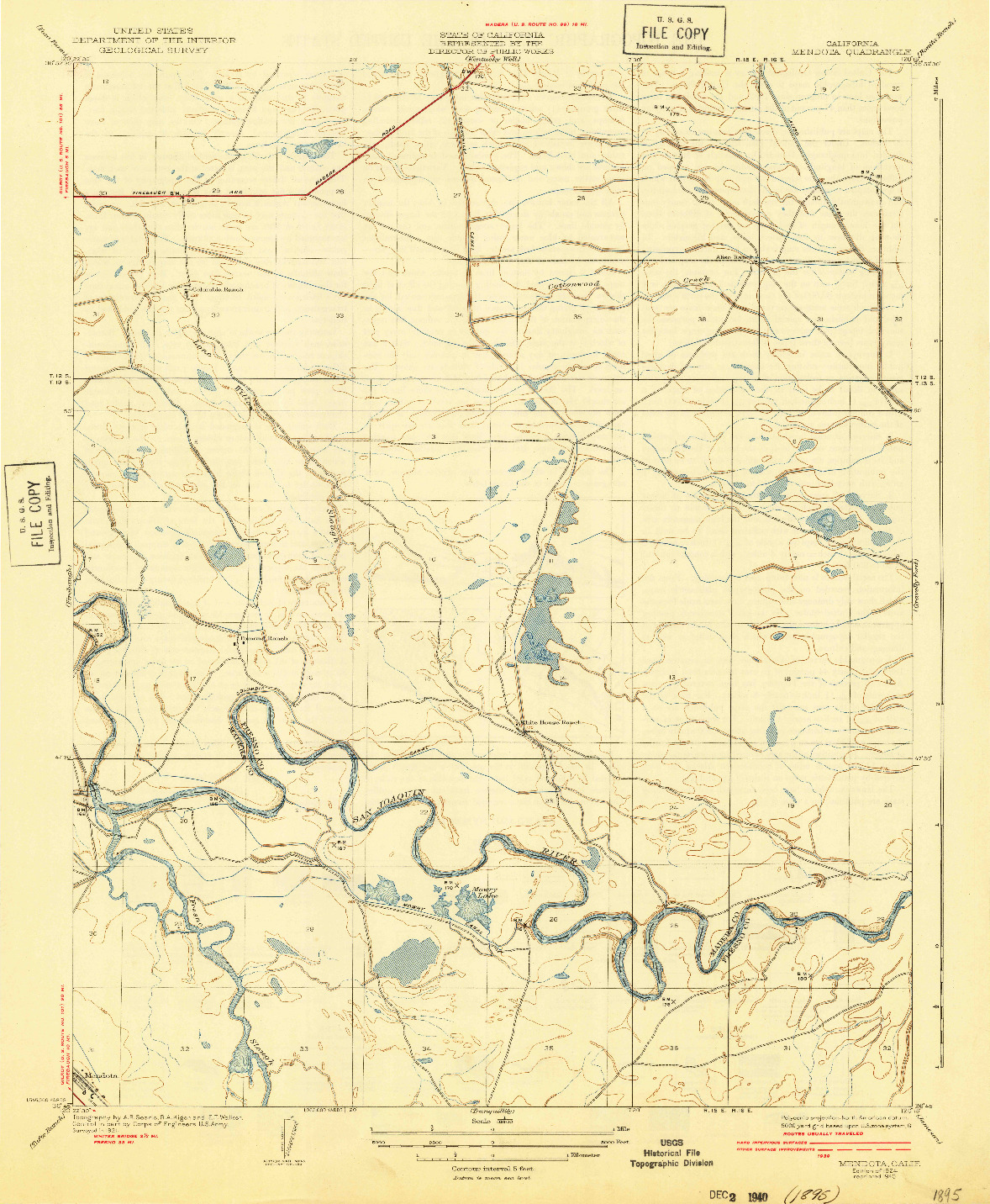 USGS 1:31680-SCALE QUADRANGLE FOR MENDOTA, CA 1924
