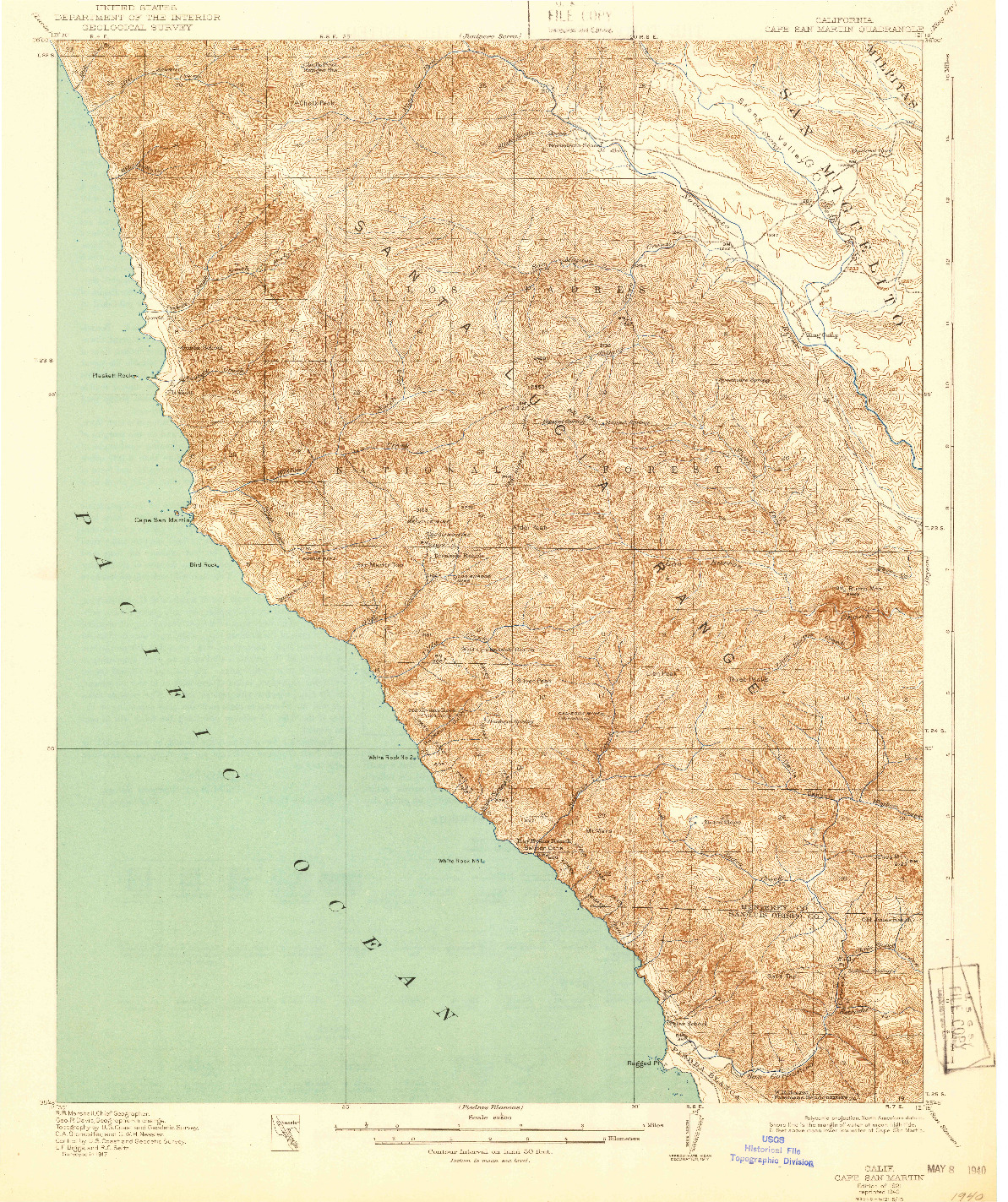 USGS 1:62500-SCALE QUADRANGLE FOR CAPE SAN MARTIN, CA 1921