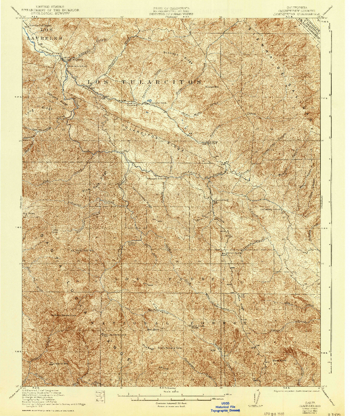 USGS 1:62500-SCALE QUADRANGLE FOR JAMESBURG, CA 1921