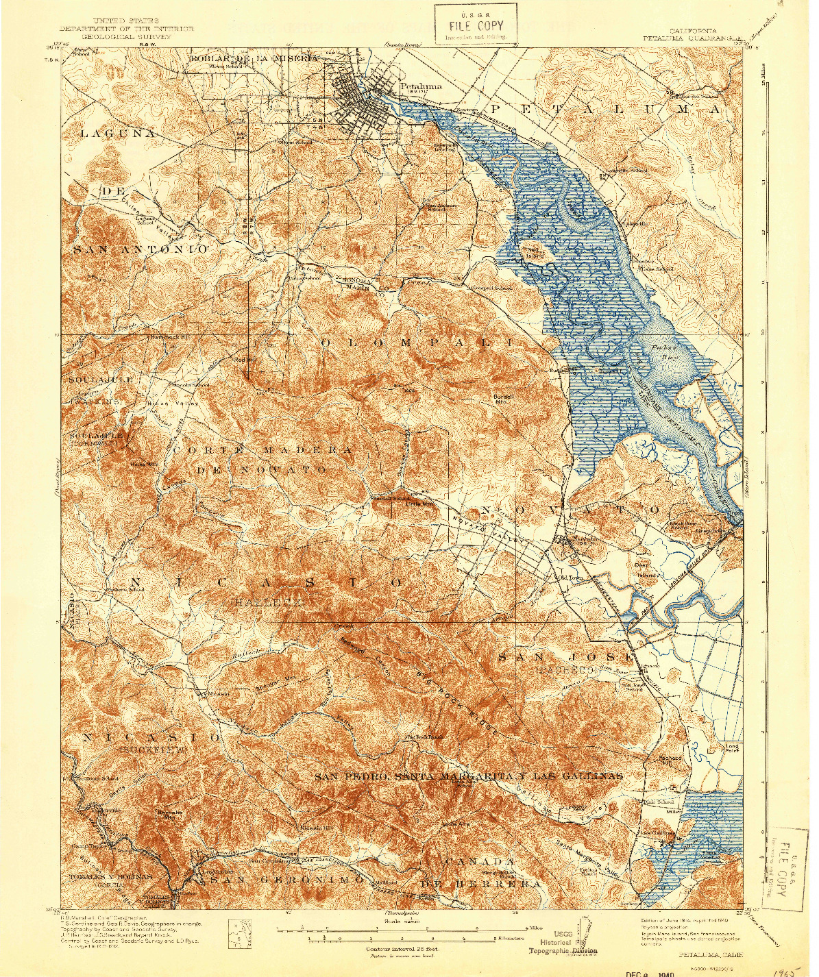 USGS 1:62500-SCALE QUADRANGLE FOR PETALUMA, CA 1914