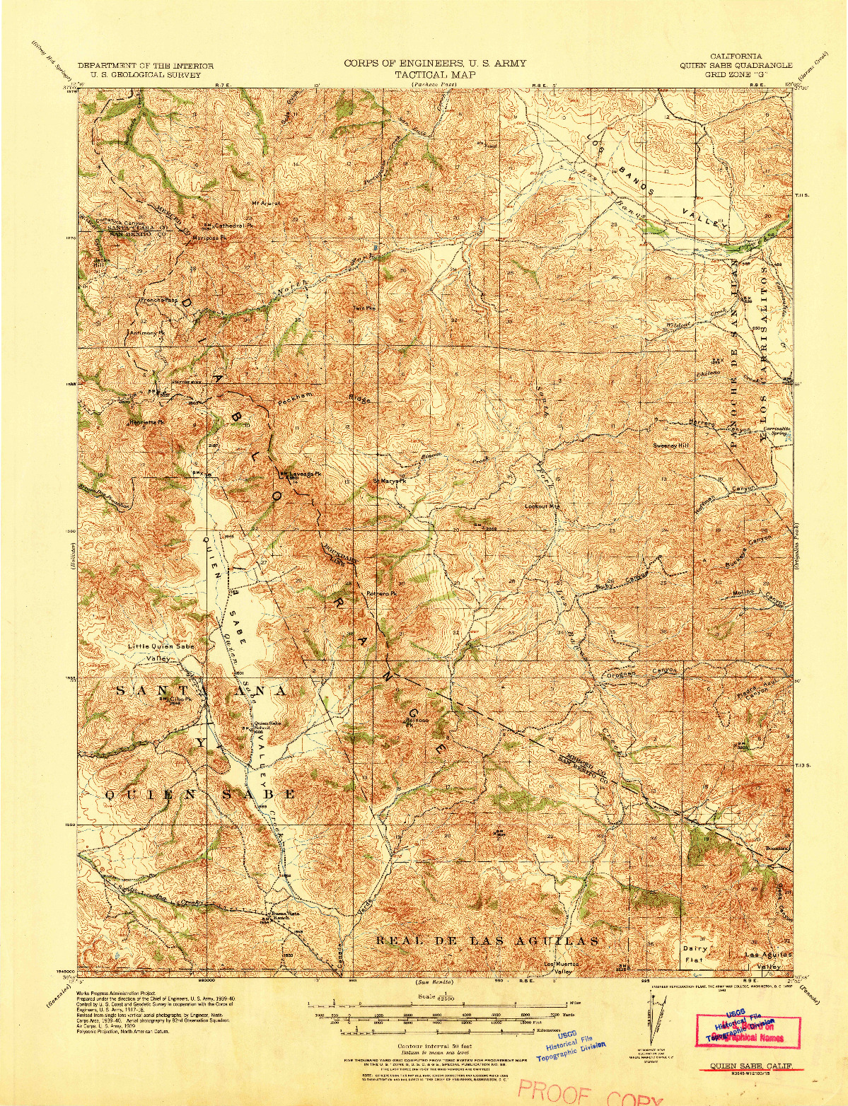 USGS 1:62500-SCALE QUADRANGLE FOR QUIEN SABE, CA 1940