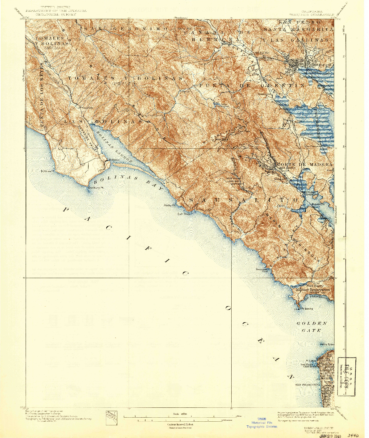 USGS 1:62500-SCALE QUADRANGLE FOR TAMALPAIS, CA 1897