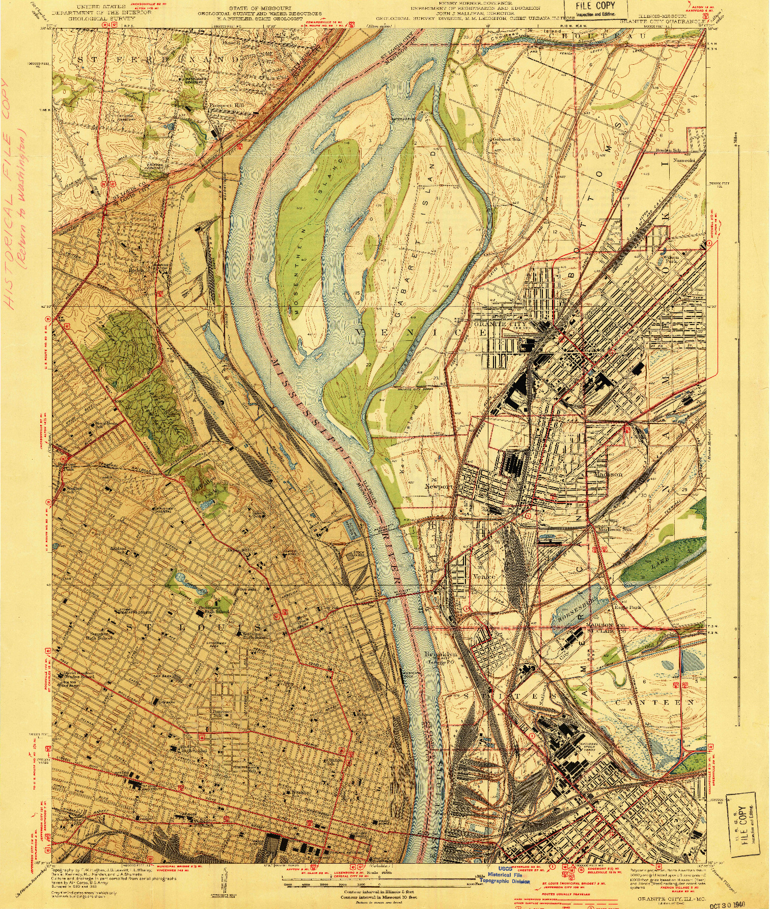 USGS 1:24000-SCALE QUADRANGLE FOR GRANITE CITY, IL 1940