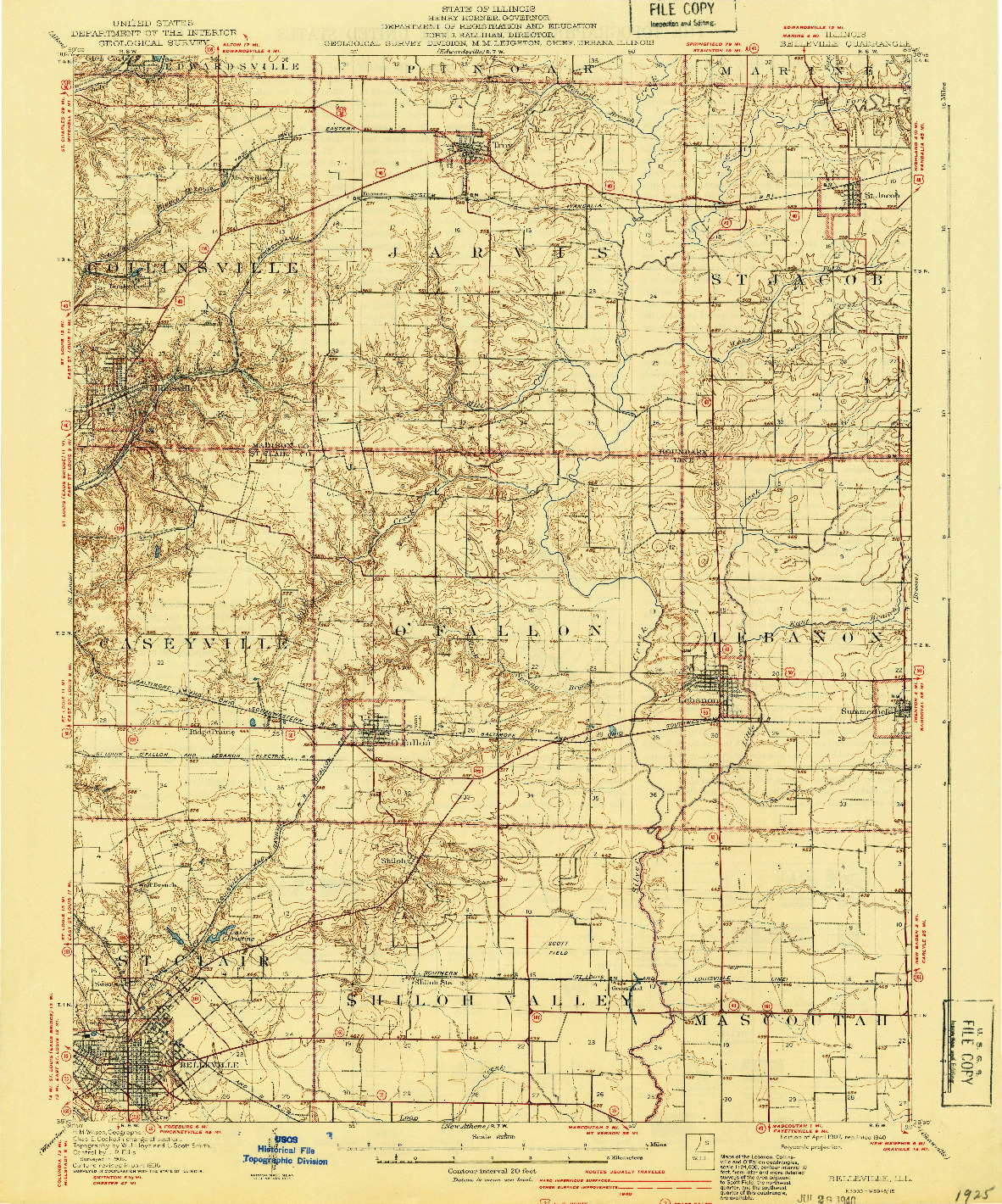 USGS 1:62500-SCALE QUADRANGLE FOR BELLEVILLE, IL 1907