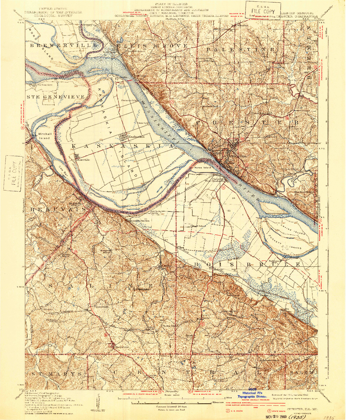 USGS 1:62500-SCALE QUADRANGLE FOR CHESTER, IL 1915