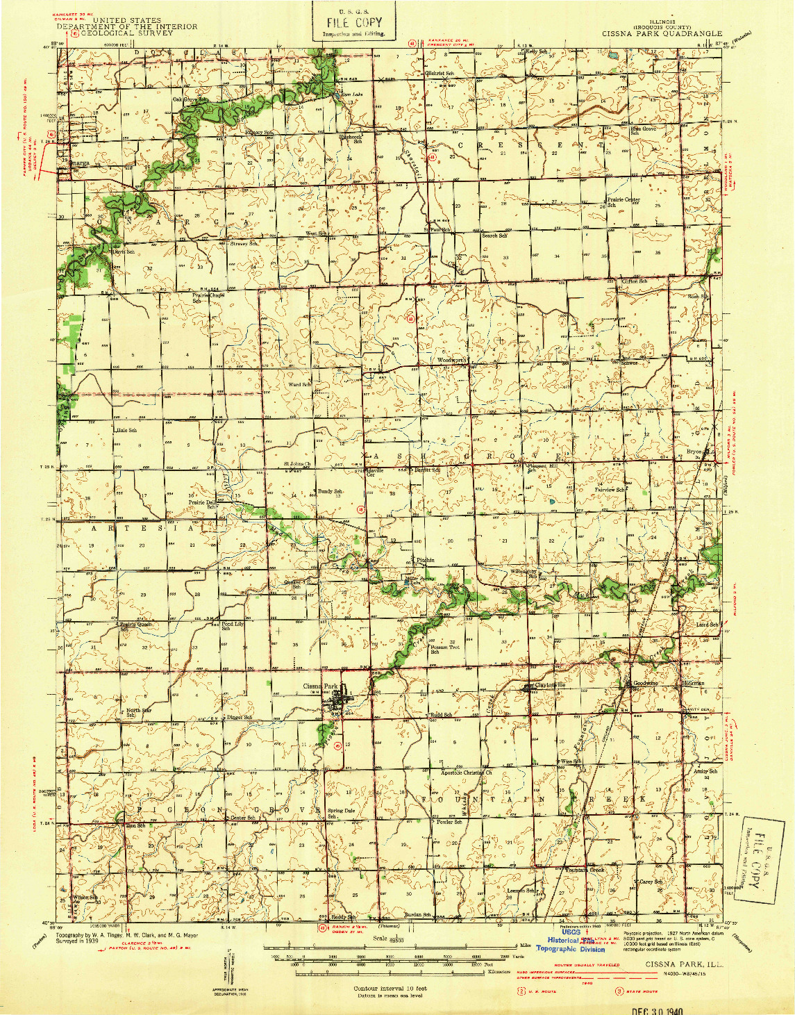 USGS 1:62500-SCALE QUADRANGLE FOR CISSNA PARK, IL 1939