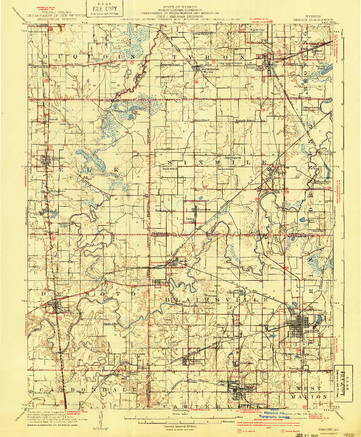 USGS 1:62500-SCALE QUADRANGLE FOR HERRIN, IL 1910