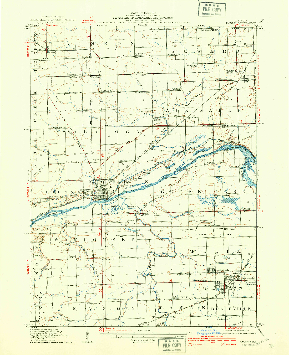 USGS 1:62500-SCALE QUADRANGLE FOR MORRIS, IL 1918