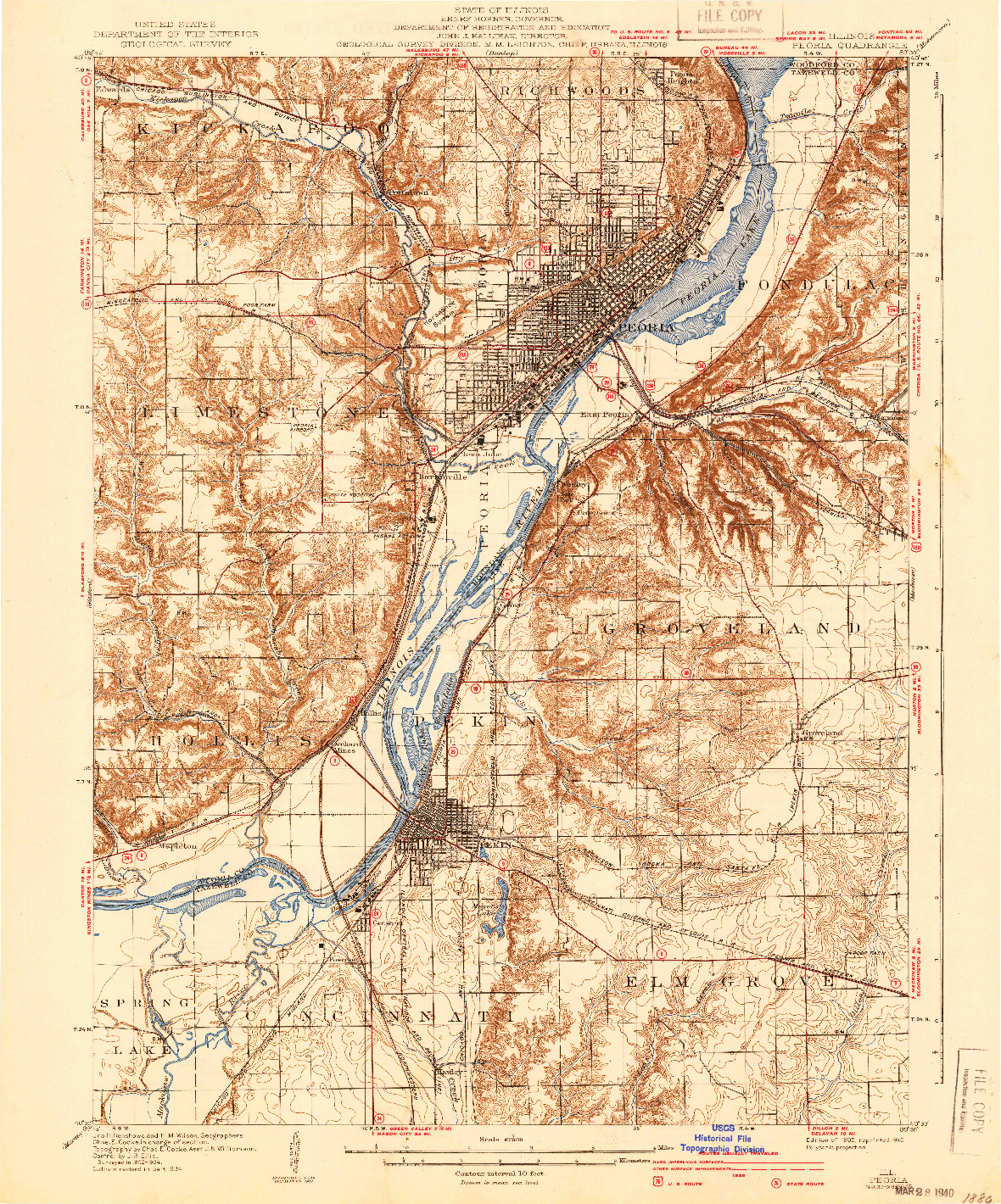 USGS 1:62500-SCALE QUADRANGLE FOR PEORIA, IL 1905