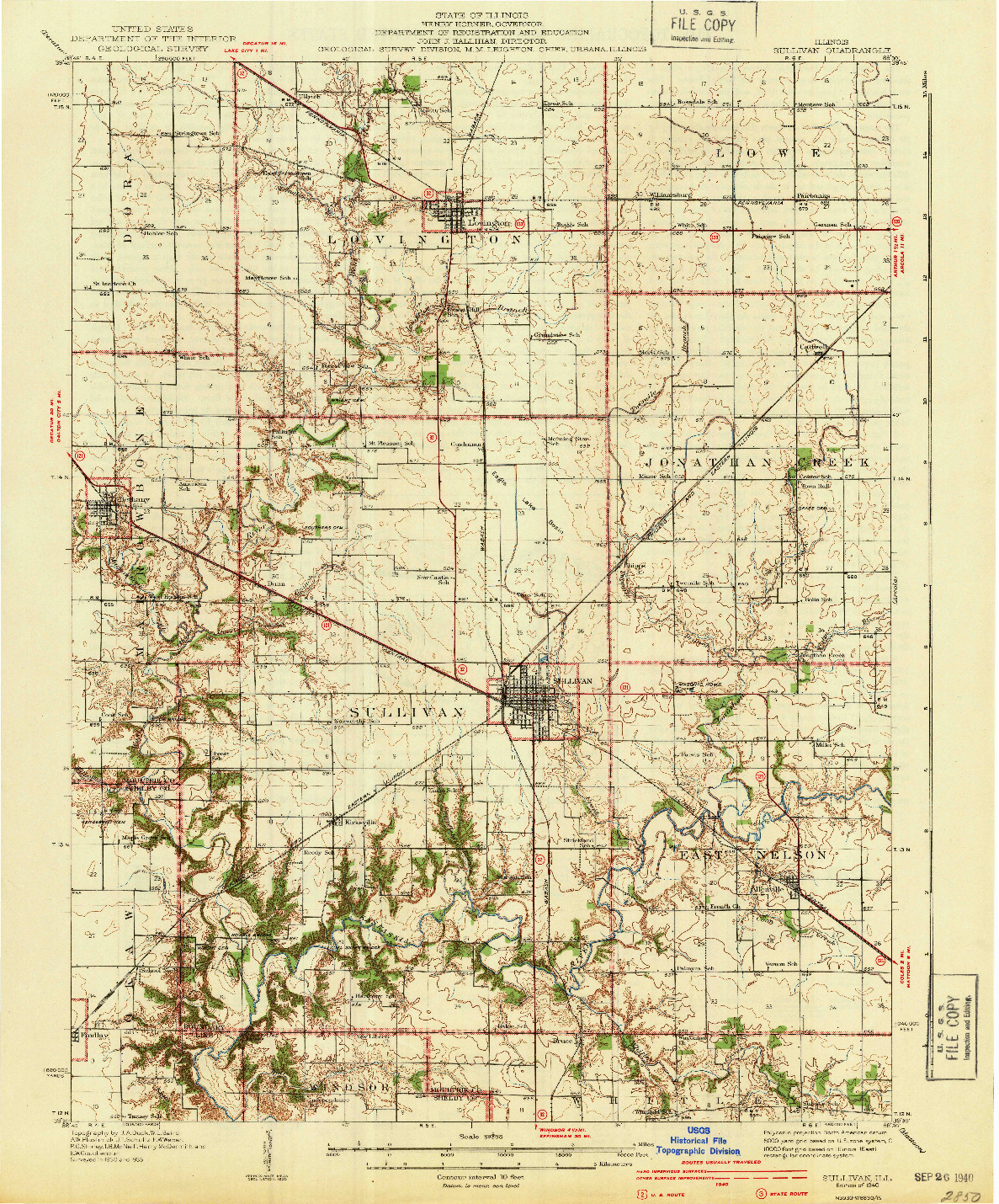USGS 1:62500-SCALE QUADRANGLE FOR SULLIVAN, IL 1940
