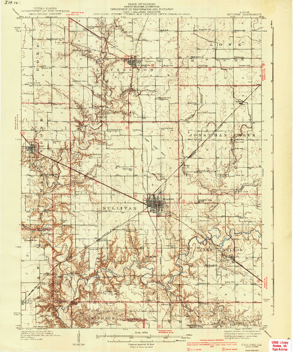 USGS 1:62500-SCALE QUADRANGLE FOR SULLIVAN, IL 1940