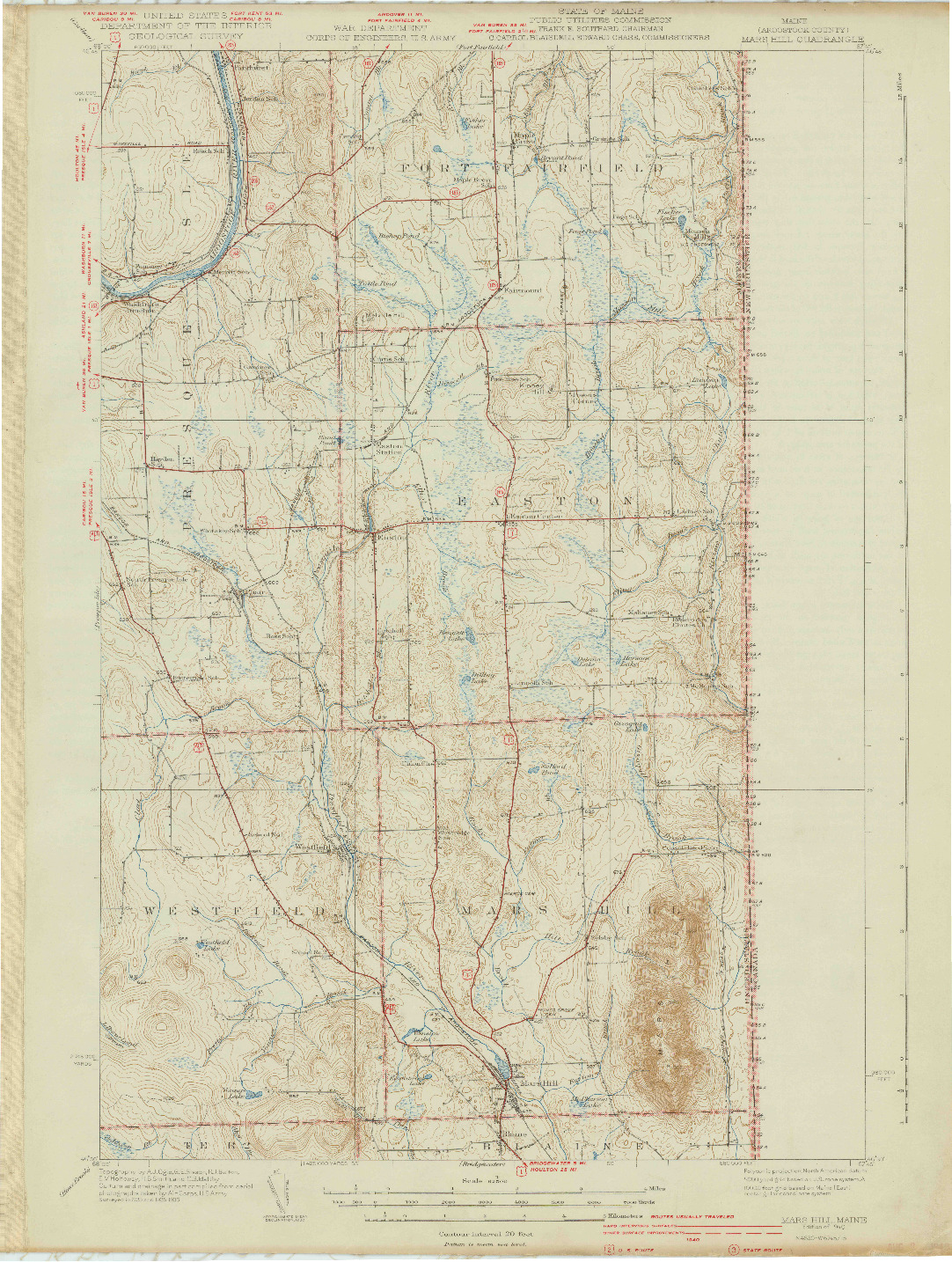 USGS 1:62500-SCALE QUADRANGLE FOR MARS HILL, ME 1940