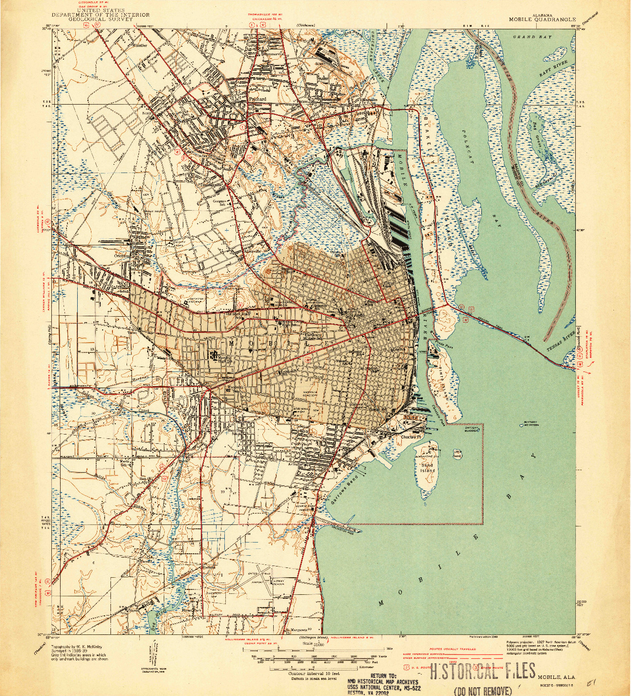 USGS 1:31680-SCALE QUADRANGLE FOR MOBILE, AL 1940