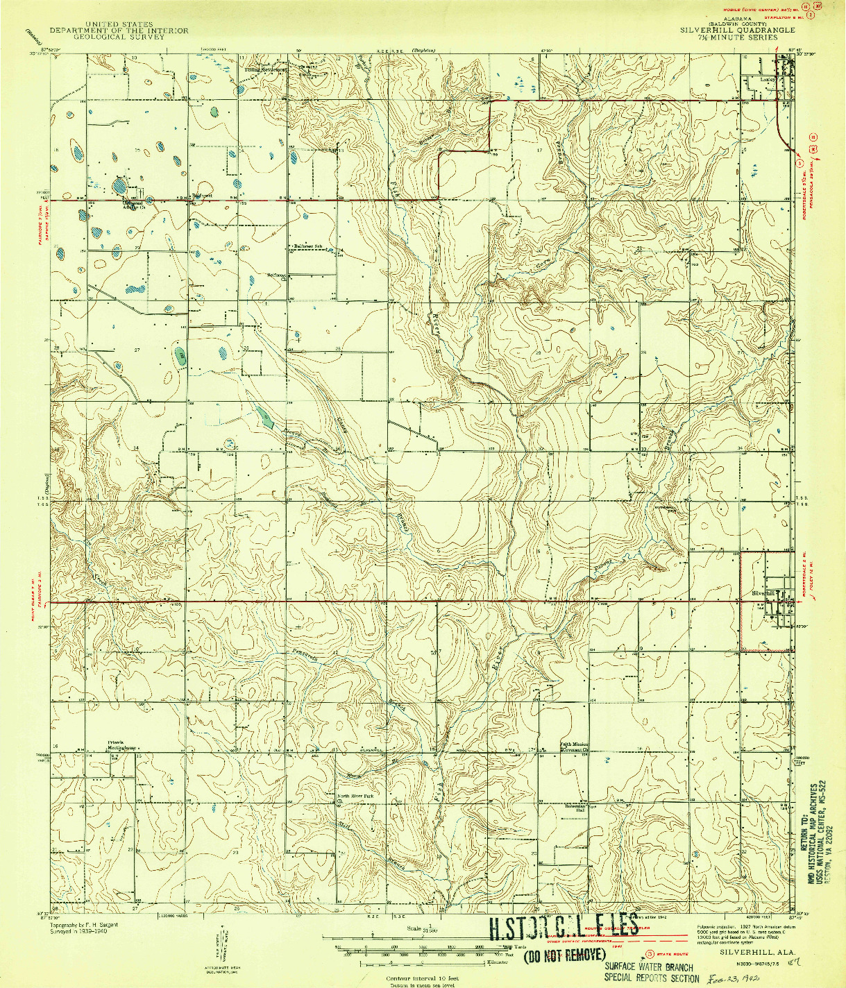 USGS 1:31680-SCALE QUADRANGLE FOR SILVERHILL, AL 1940