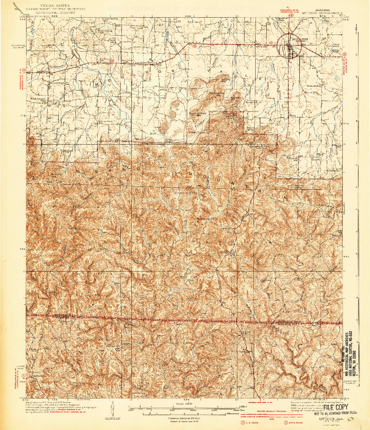 USGS 1:62500-SCALE QUADRANGLE FOR MT HOPE, AL 1940