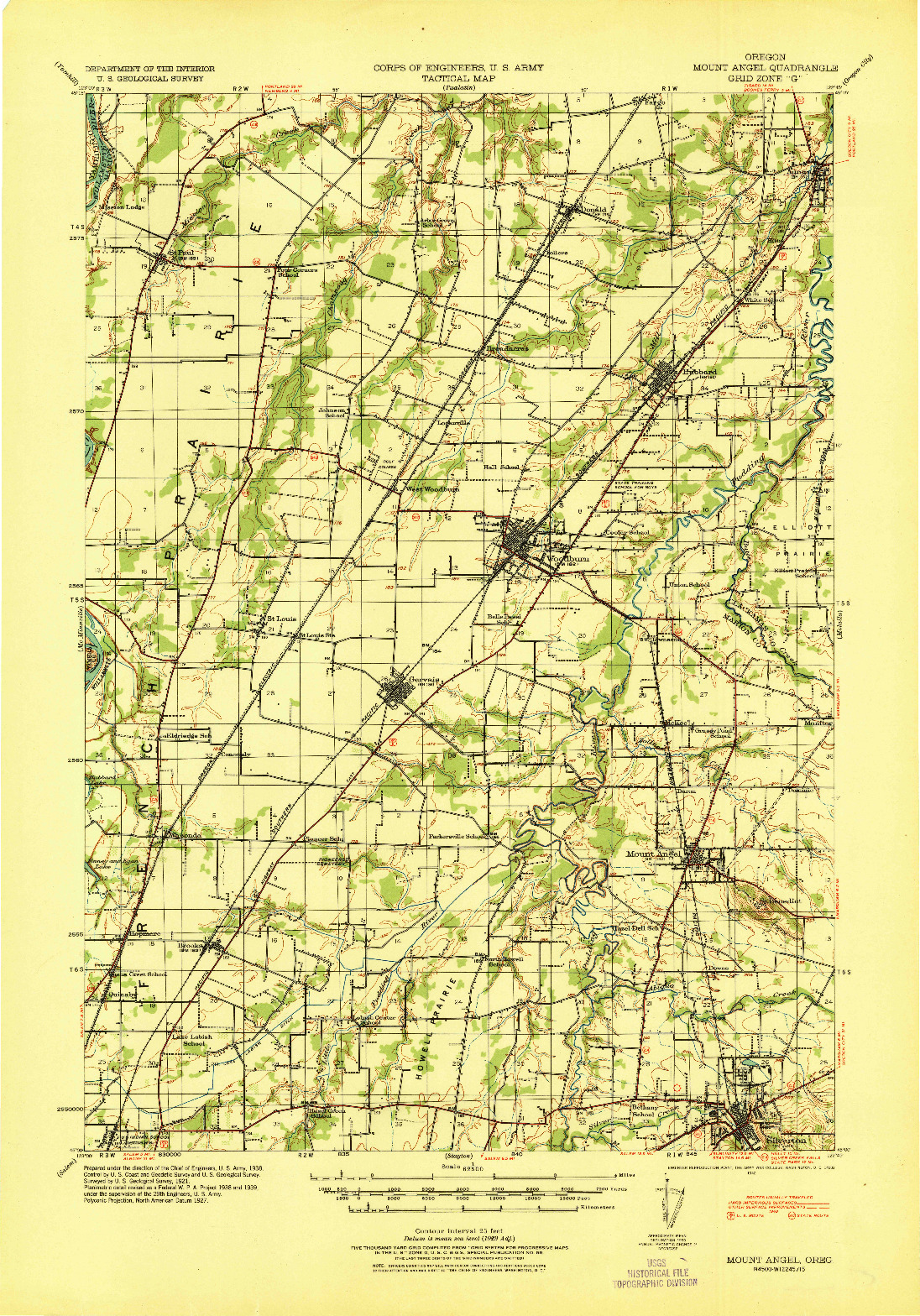USGS 1:62500-SCALE QUADRANGLE FOR MOUNT ANGEL, OR 1940