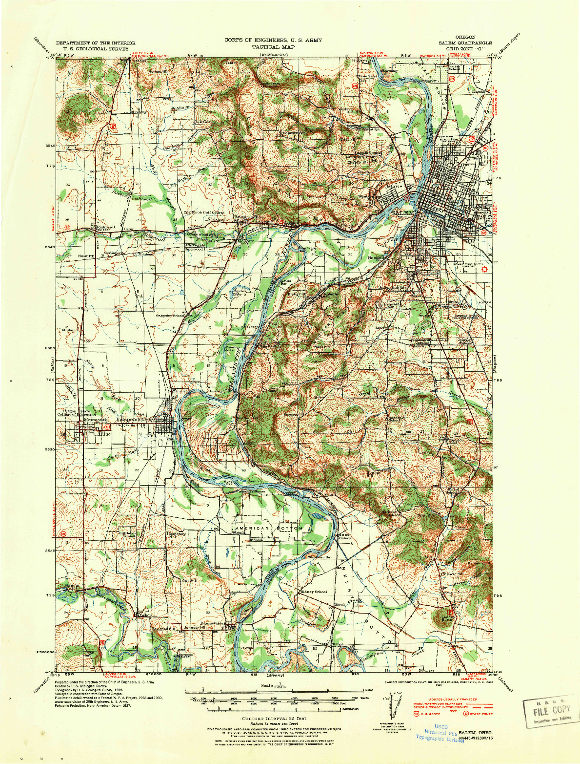 USGS 1:62500-SCALE QUADRANGLE FOR SALEM, OR 1940
