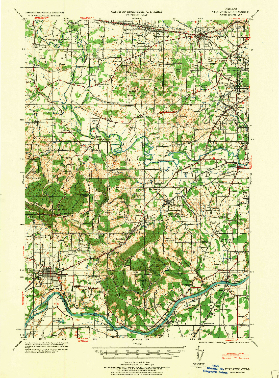 USGS 1:62500-SCALE QUADRANGLE FOR TUALATIN, OR 1940