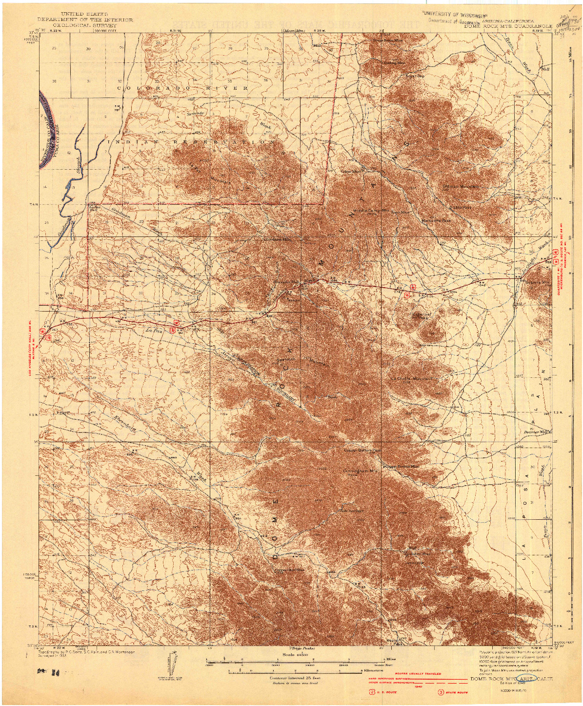 USGS 1:62500-SCALE QUADRANGLE FOR DOME ROCK MTS., AZ 1940
