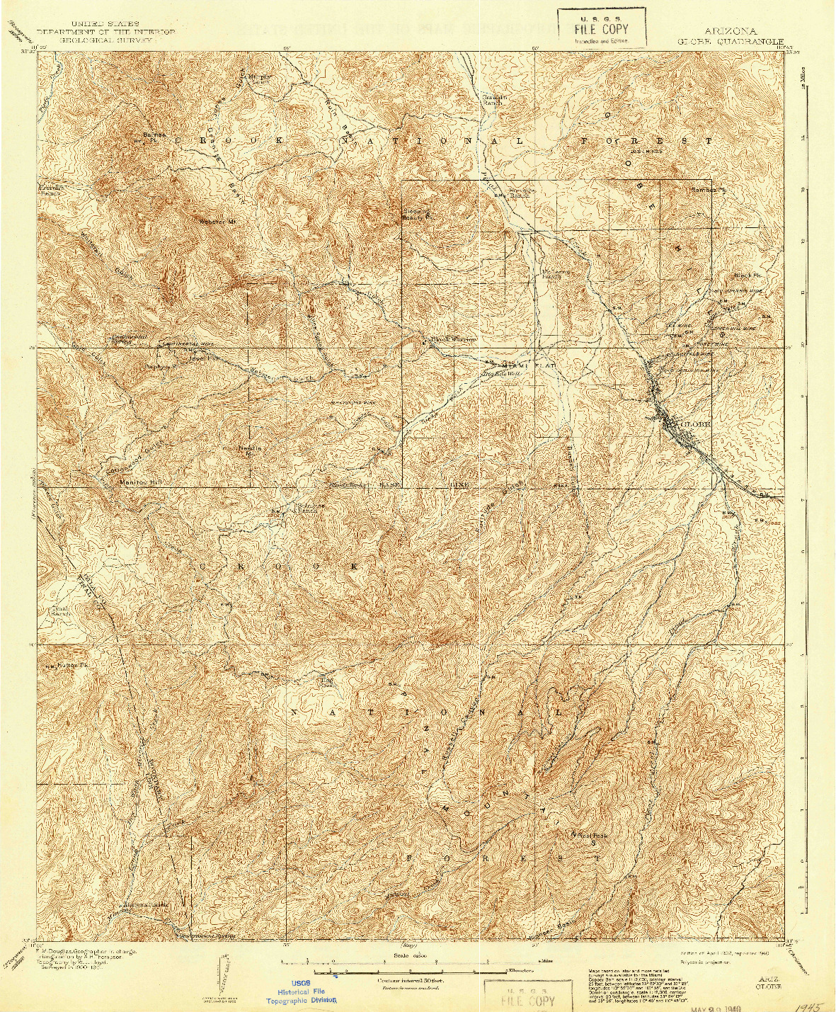 USGS 1:62500-SCALE QUADRANGLE FOR GLOBE, AZ 1902
