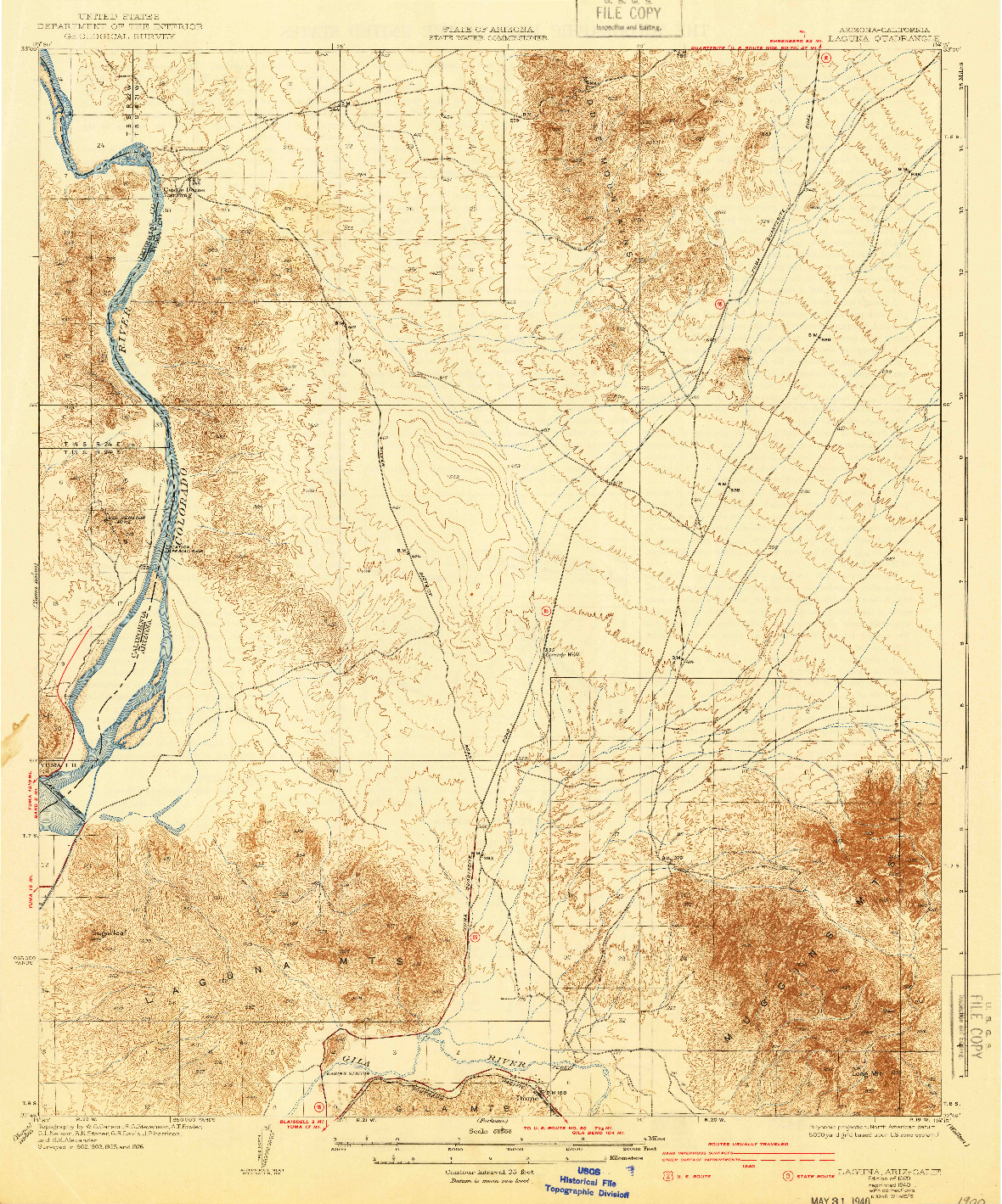USGS 1:62500-SCALE QUADRANGLE FOR LAGUNA, AZ 1929