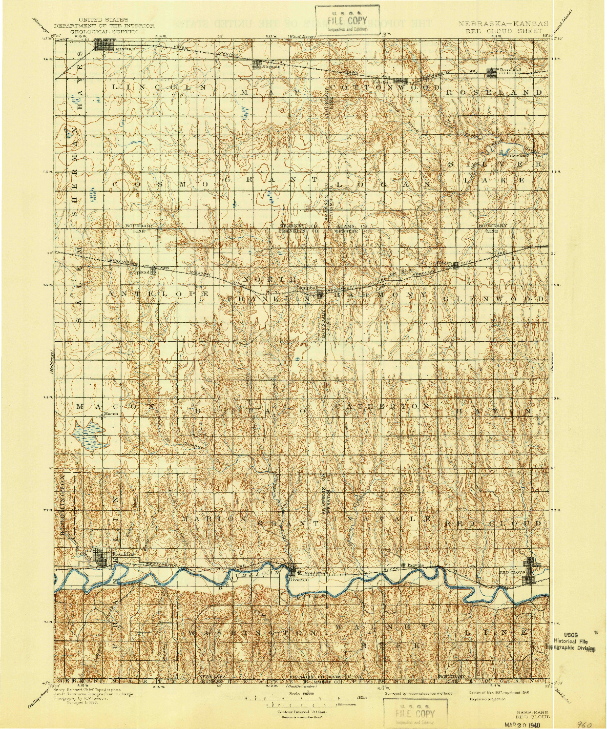 USGS 1:125000-SCALE QUADRANGLE FOR RED CLOUD, NE 1897