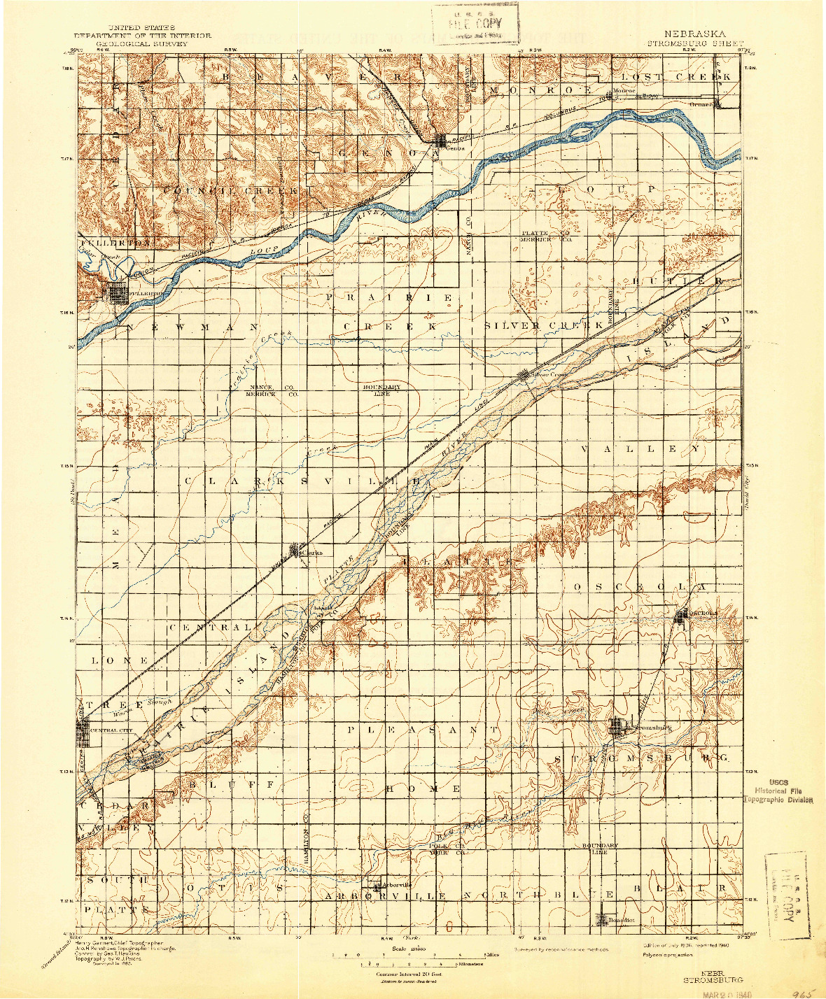 USGS 1:125000-SCALE QUADRANGLE FOR STROMSBURG, NE 1896
