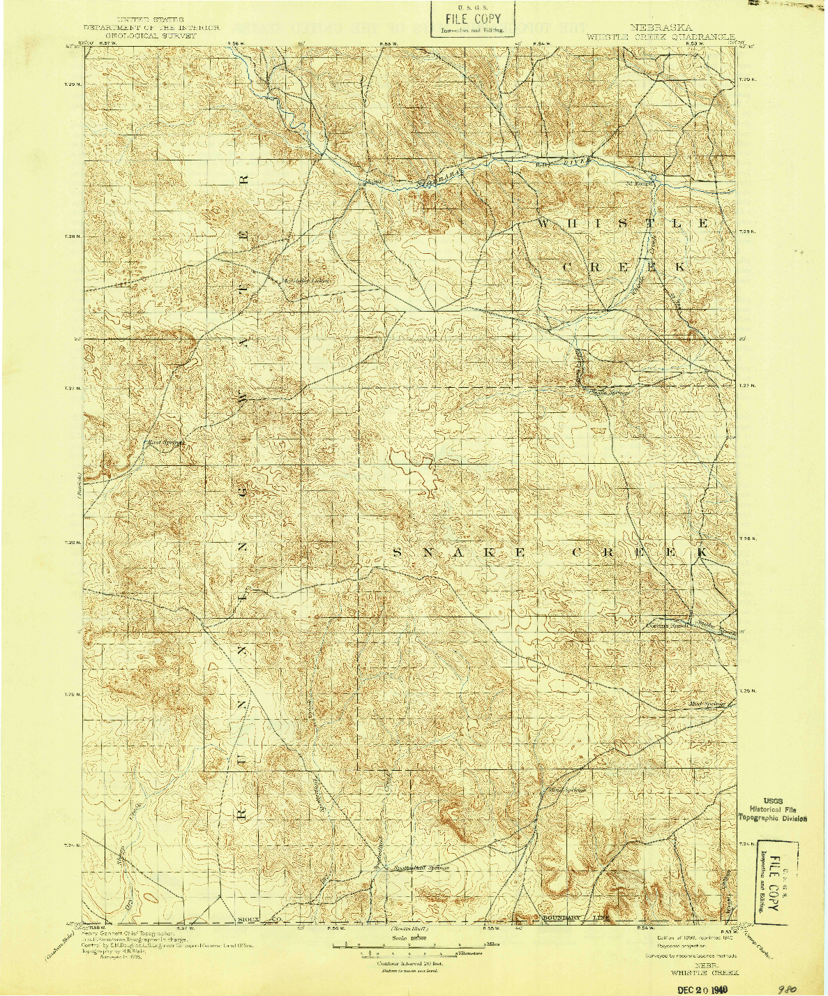 USGS 1:125000-SCALE QUADRANGLE FOR WHISTLE CREEK, NE 1899