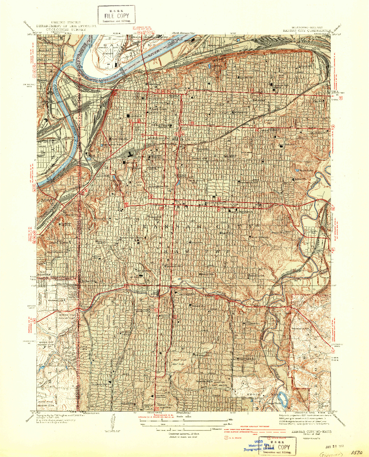USGS 1:31680-SCALE QUADRANGLE FOR KANSAS CITY, MO 1940