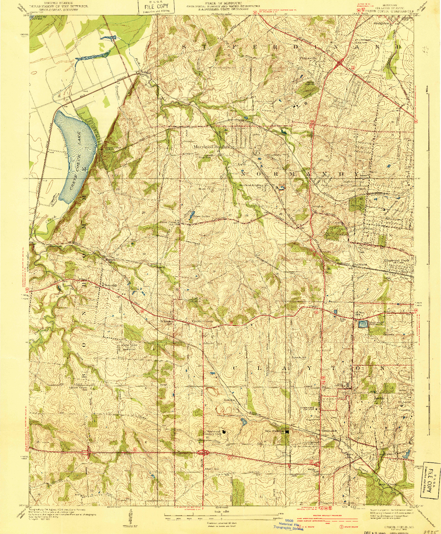 USGS 1:24000-SCALE QUADRANGLE FOR CREVE COEUR, MO 1940