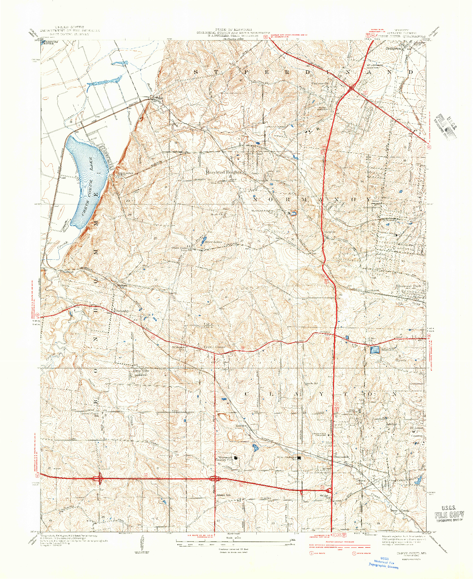 USGS 1:24000-SCALE QUADRANGLE FOR CREVE COEUR, MO 1940