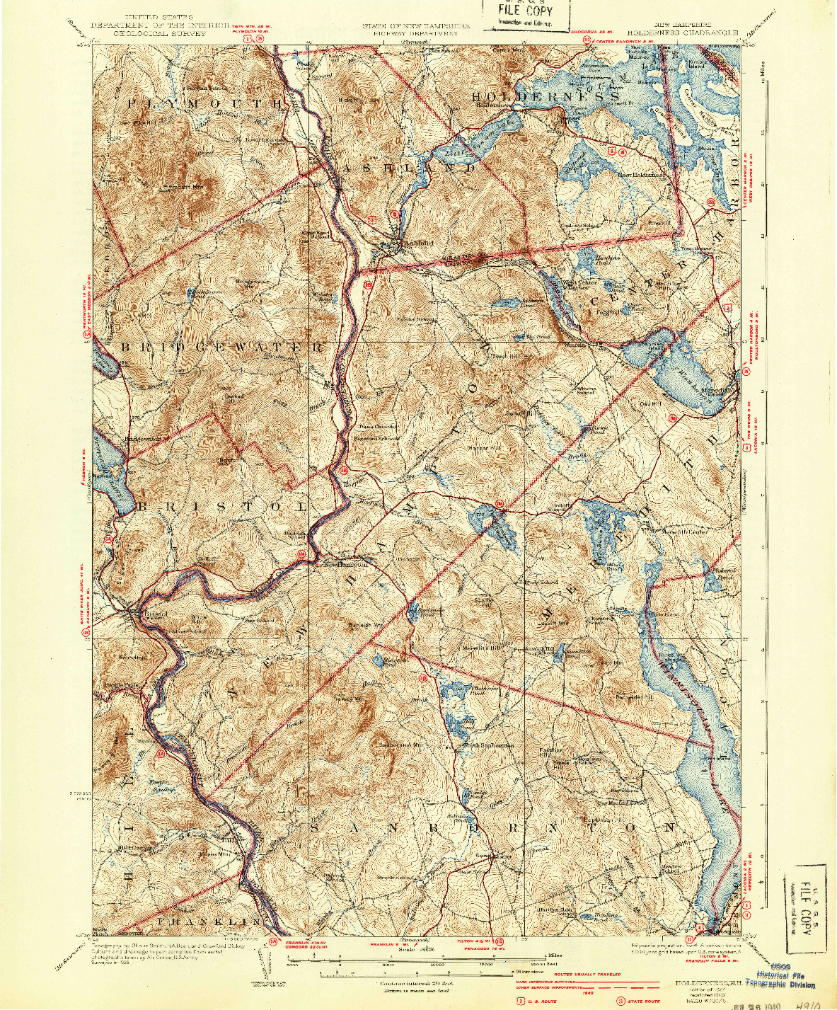 USGS 1:62500-SCALE QUADRANGLE FOR HOLDERNESS, NH 1927