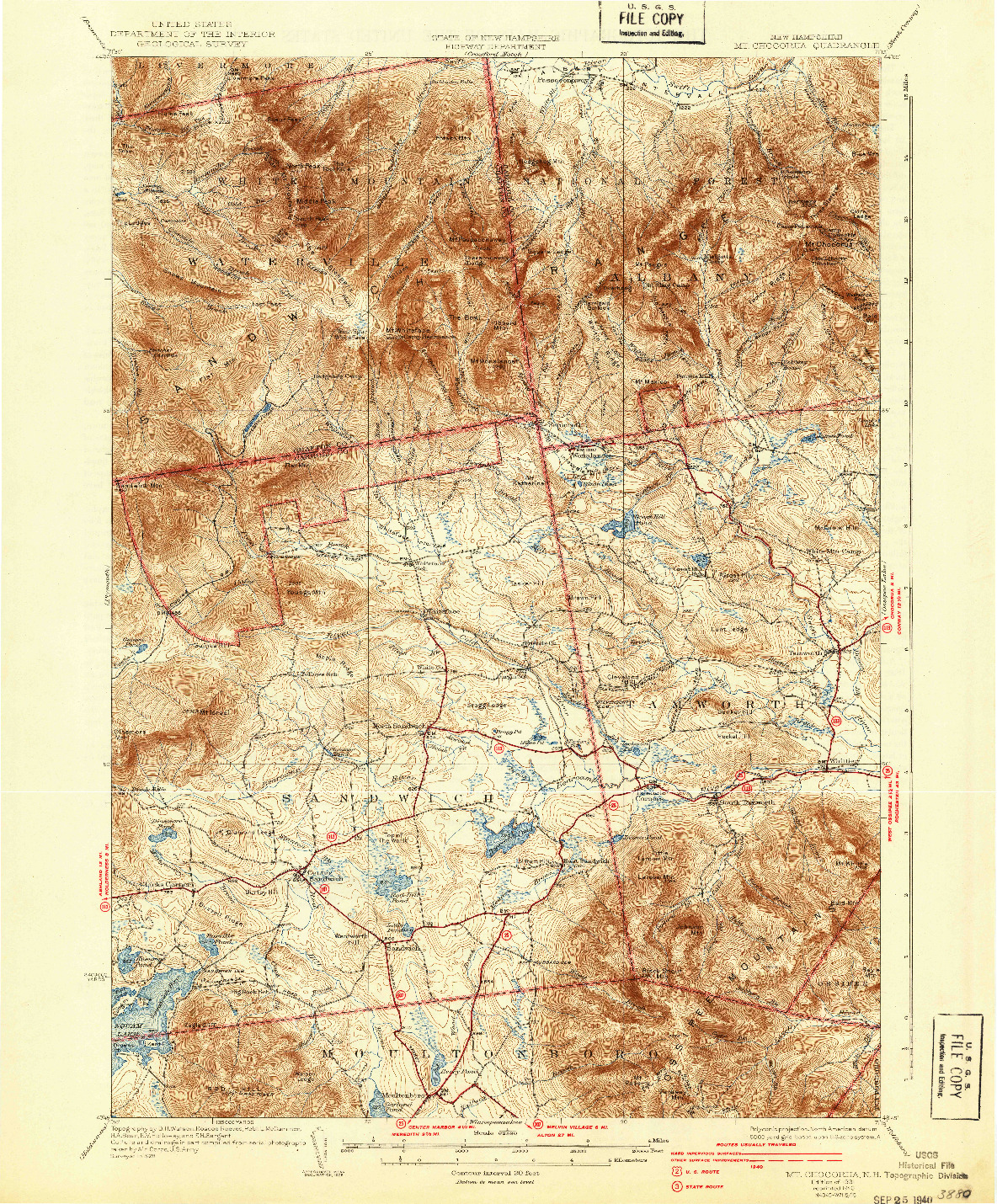 USGS 1:62500-SCALE QUADRANGLE FOR MT. CHOCORUA, NH 1931