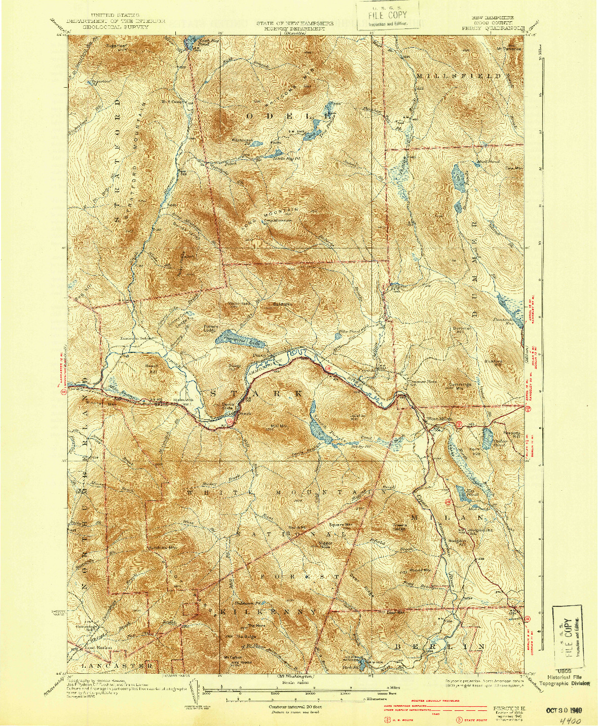 USGS 1:62500-SCALE QUADRANGLE FOR PERCY, NH 1934