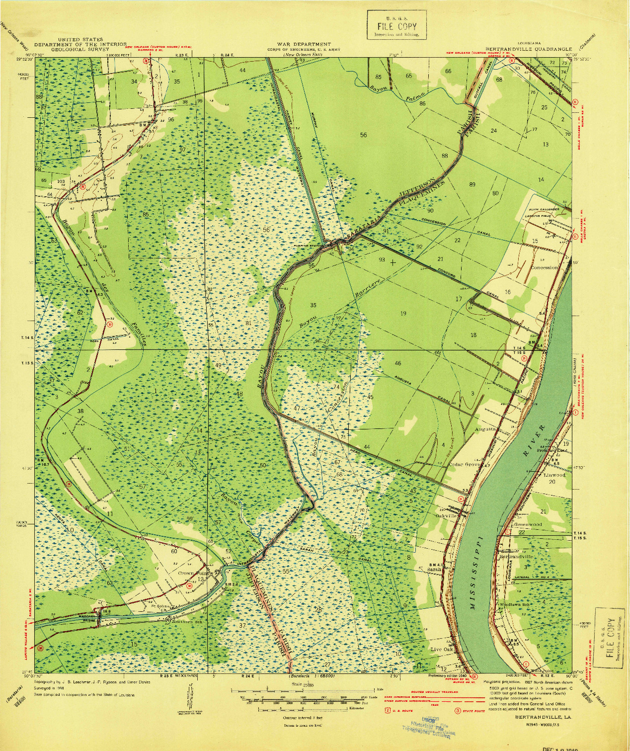 USGS 1:31680-SCALE QUADRANGLE FOR BERTRANDVILLE, LA 1940
