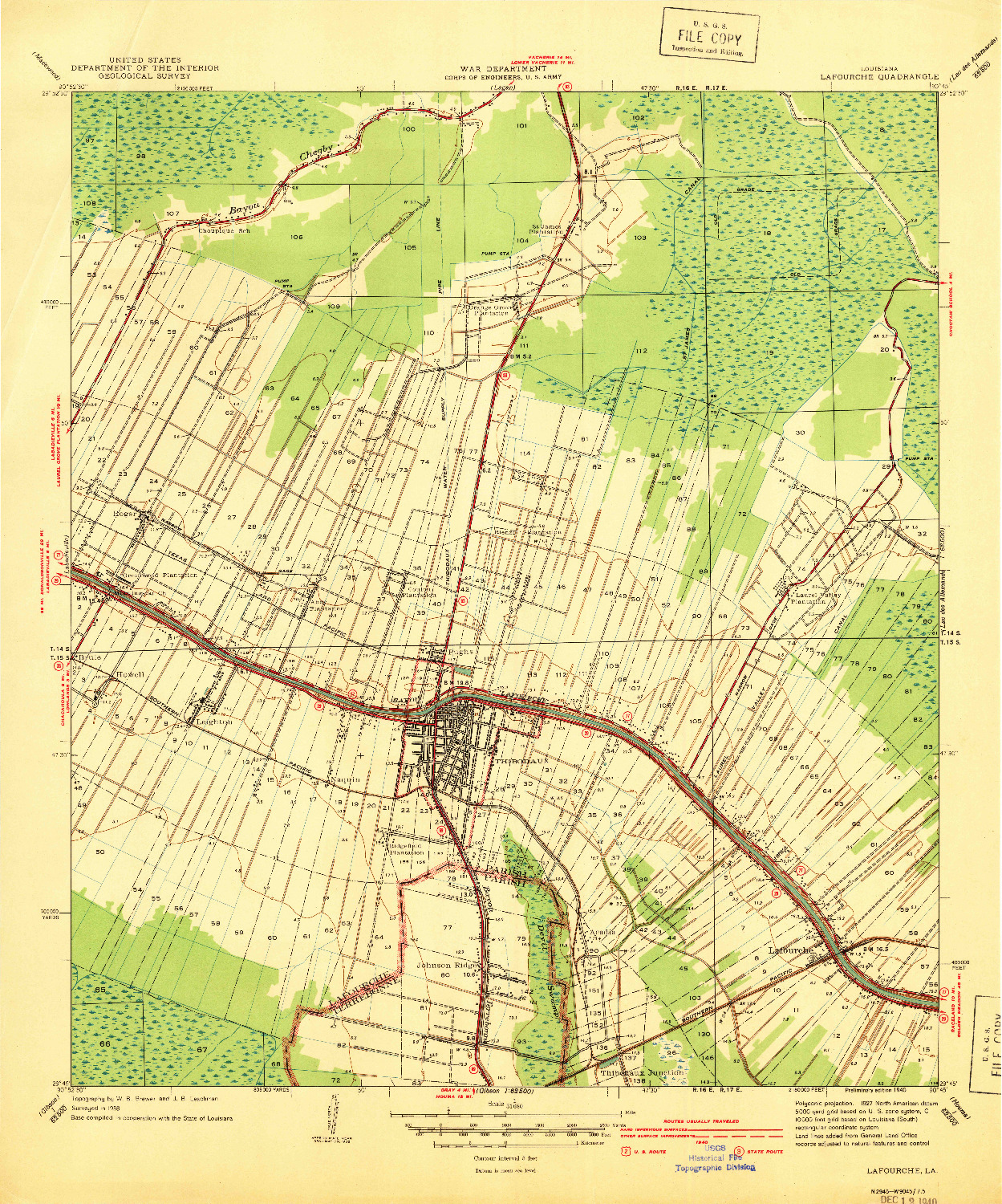 USGS 1:31680-SCALE QUADRANGLE FOR LAFOURCHE, LA 1940