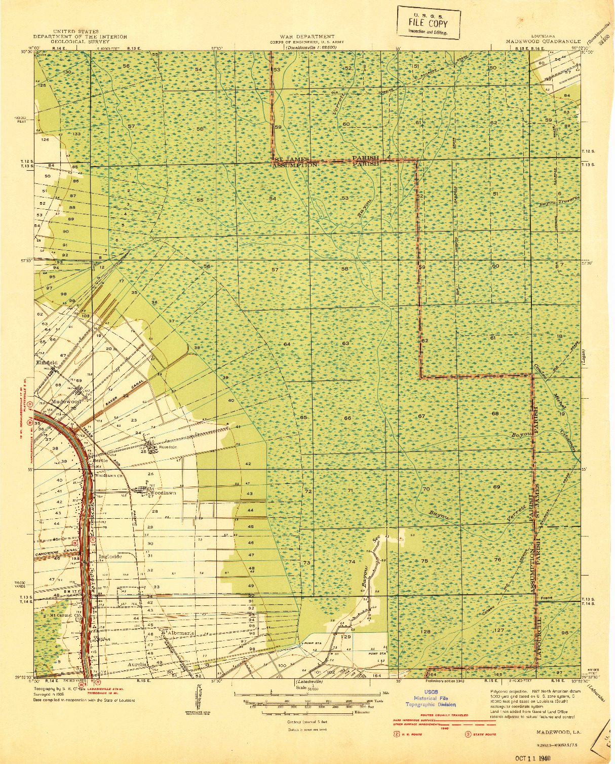 USGS 1:31680-SCALE QUADRANGLE FOR MADEWOOD, LA 1940