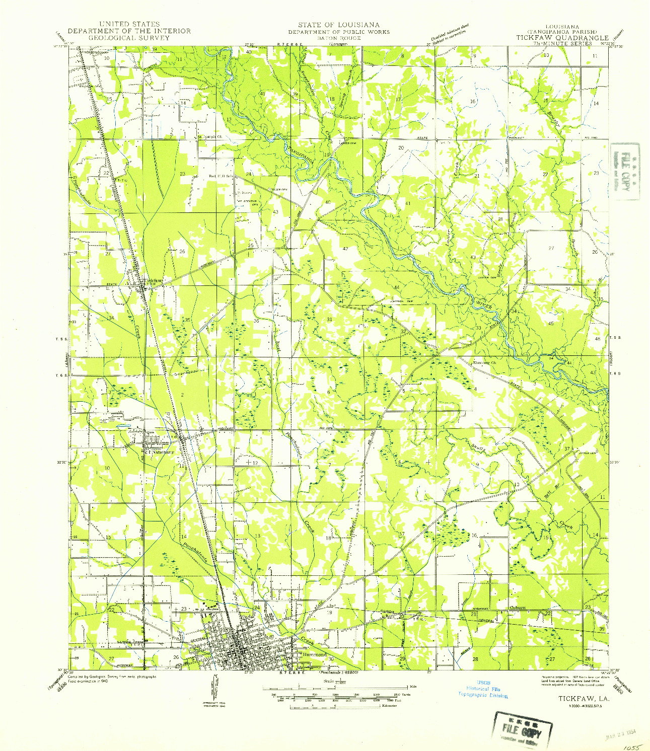 USGS 1:31680-SCALE QUADRANGLE FOR TICKFAW, LA 1940