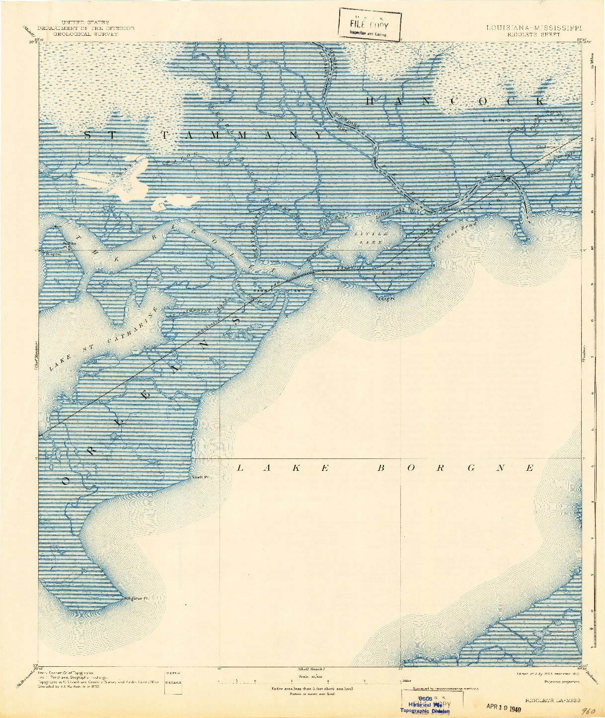 USGS 1:62500-SCALE QUADRANGLE FOR RIGOLETS, LA 1893