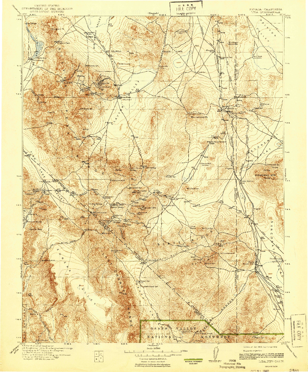 USGS 1:250000-SCALE QUADRANGLE FOR LIDA, NV 1913