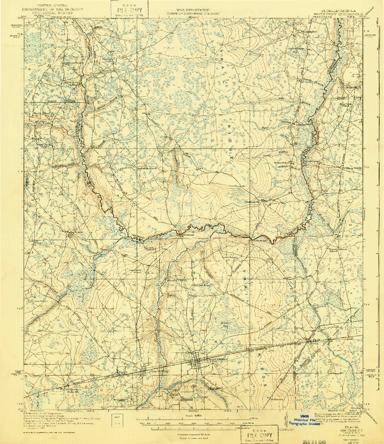 USGS 1:62500-SCALE QUADRANGLE FOR MACCLENNY, FL 1918