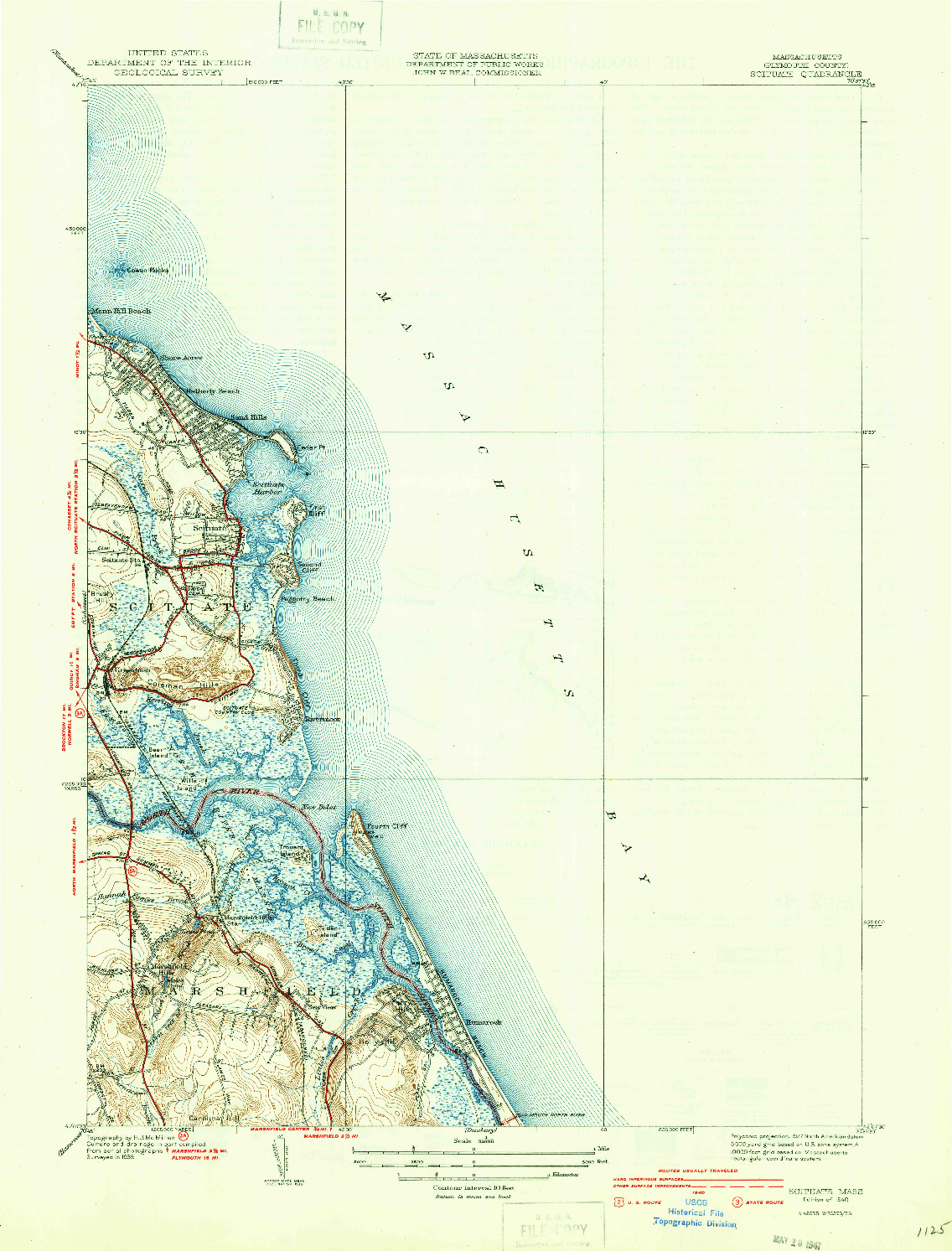 USGS 1:31680-SCALE QUADRANGLE FOR SCITUATE, MA 1940