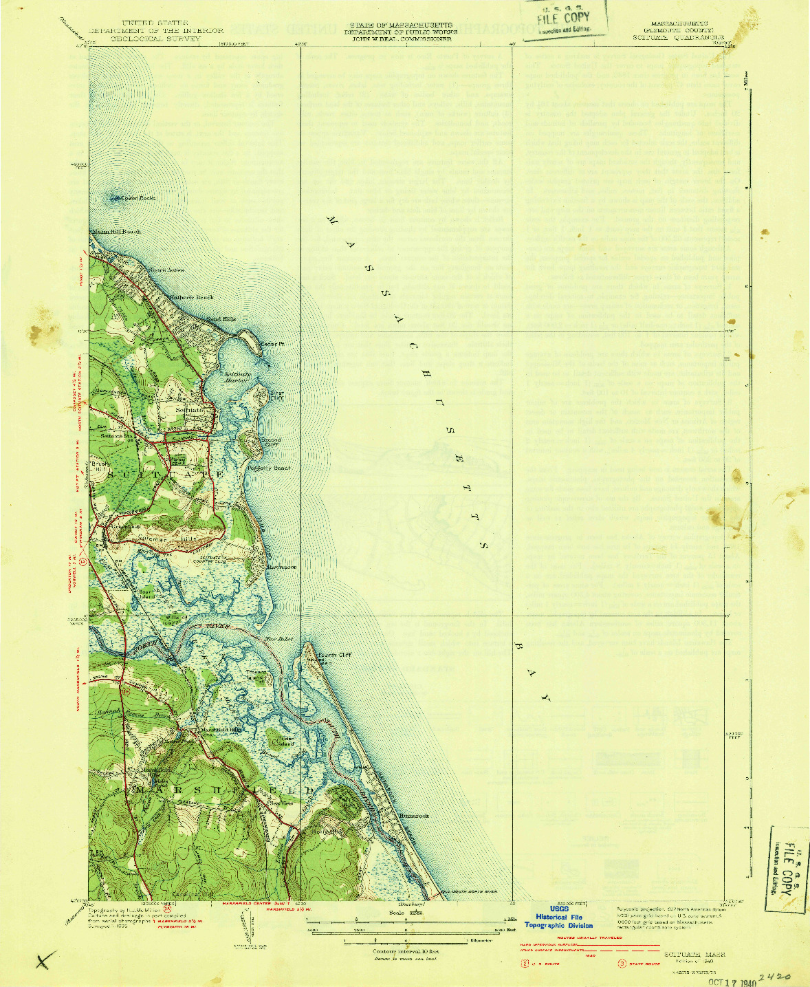 USGS 1:31680-SCALE QUADRANGLE FOR SCITUATE, MA 1940