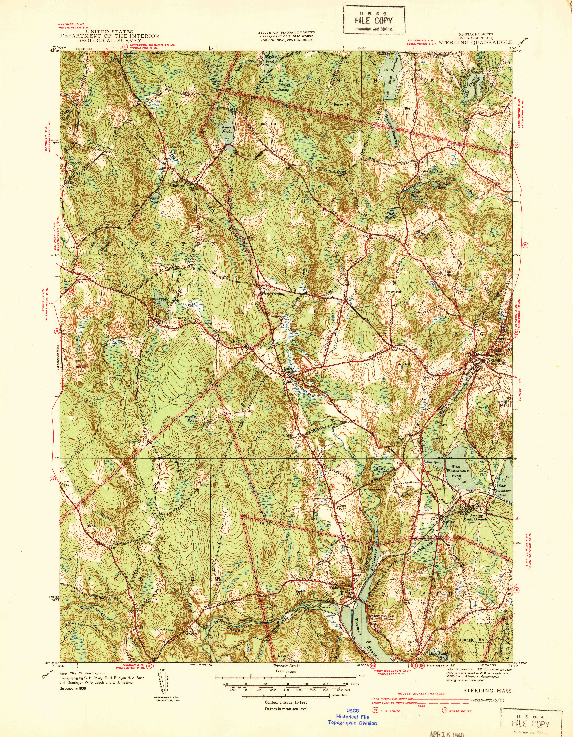 USGS 1:31680-SCALE QUADRANGLE FOR STERLING, MA 1940
